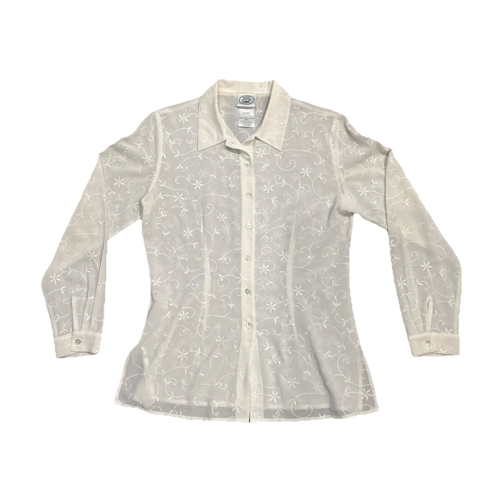 Vintage Y2K Laura Ashley Floral White Blouse Size S